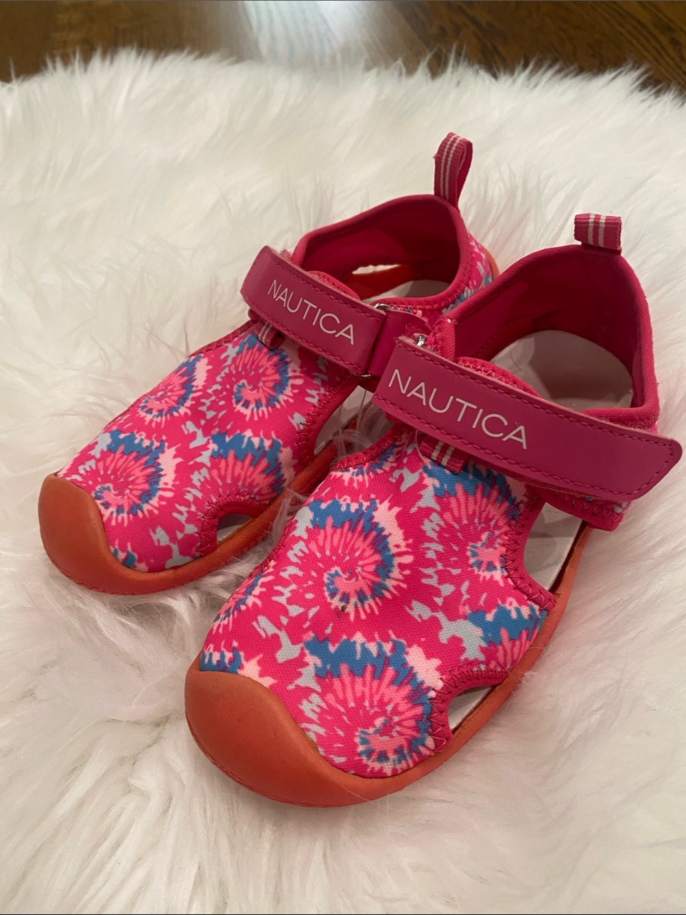 Nautica Kids Bright Pink & Blue Tie-Dye Water Shoes sz 10